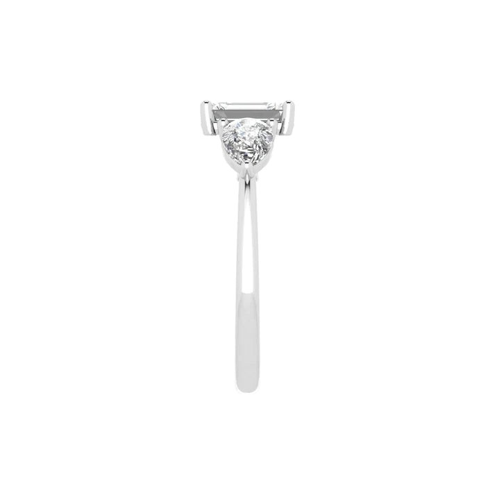 Three Stone Emerald & Pear Ring in 18k White Gold (TCW: 2.5)