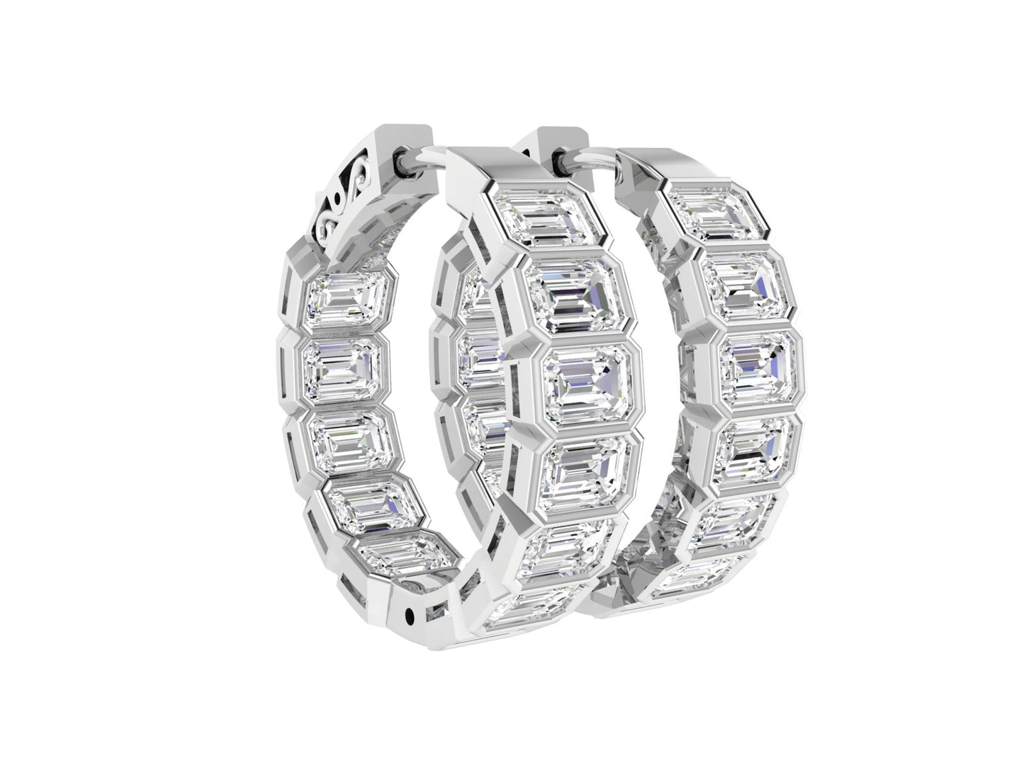 Emerald Bezel Hoops