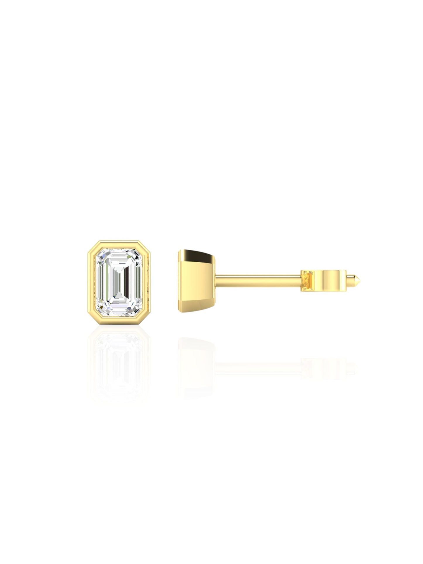 Emerald Bezel Stud Earrings (TCW: 1.10)