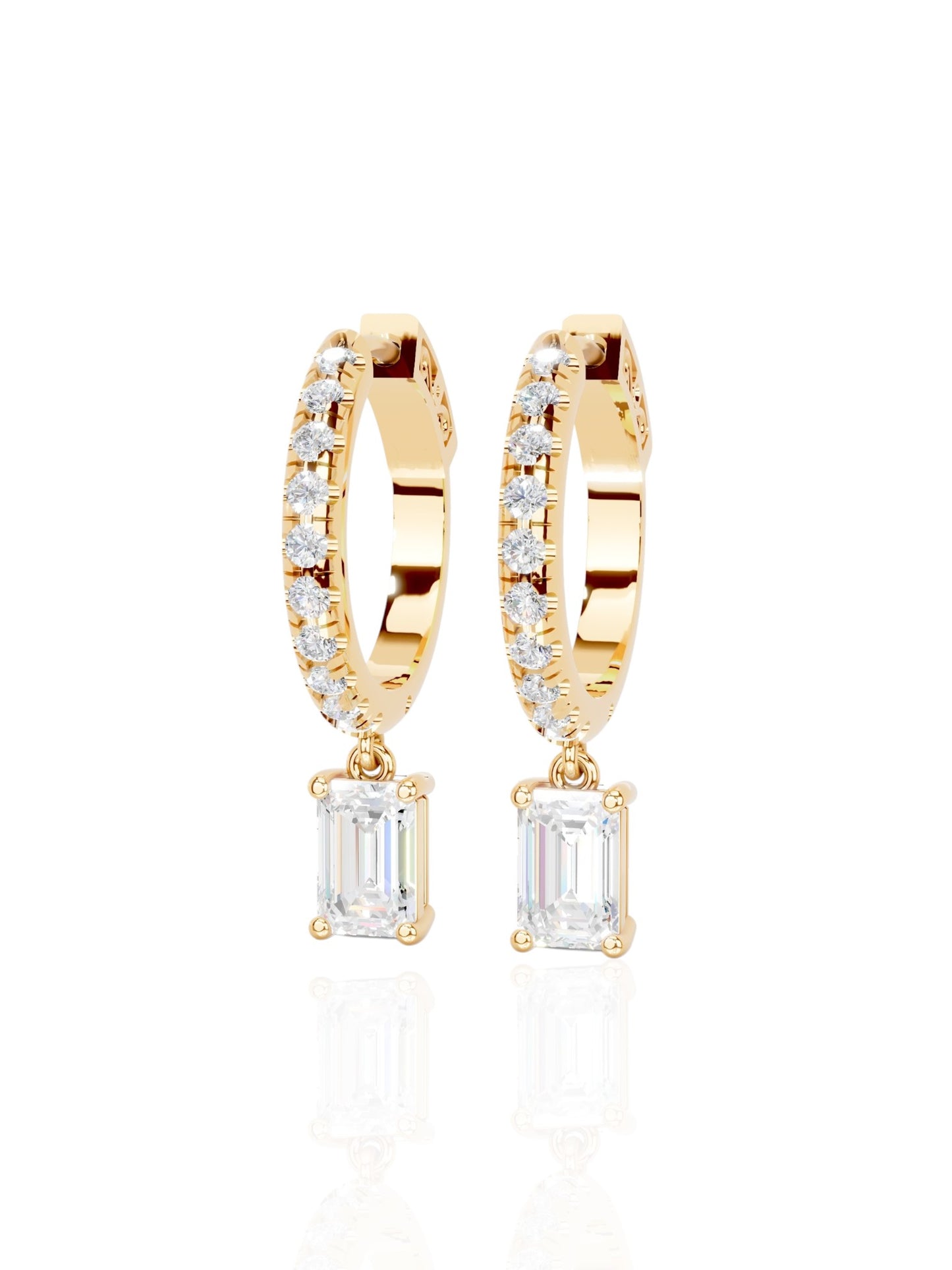 Tear Drop Emerald Hoop Earrings