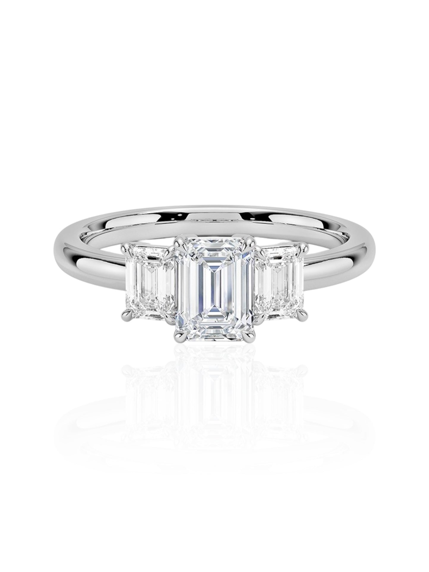 Three Stone Emerald Ring in 18k White Gold (TCW: 1.56)