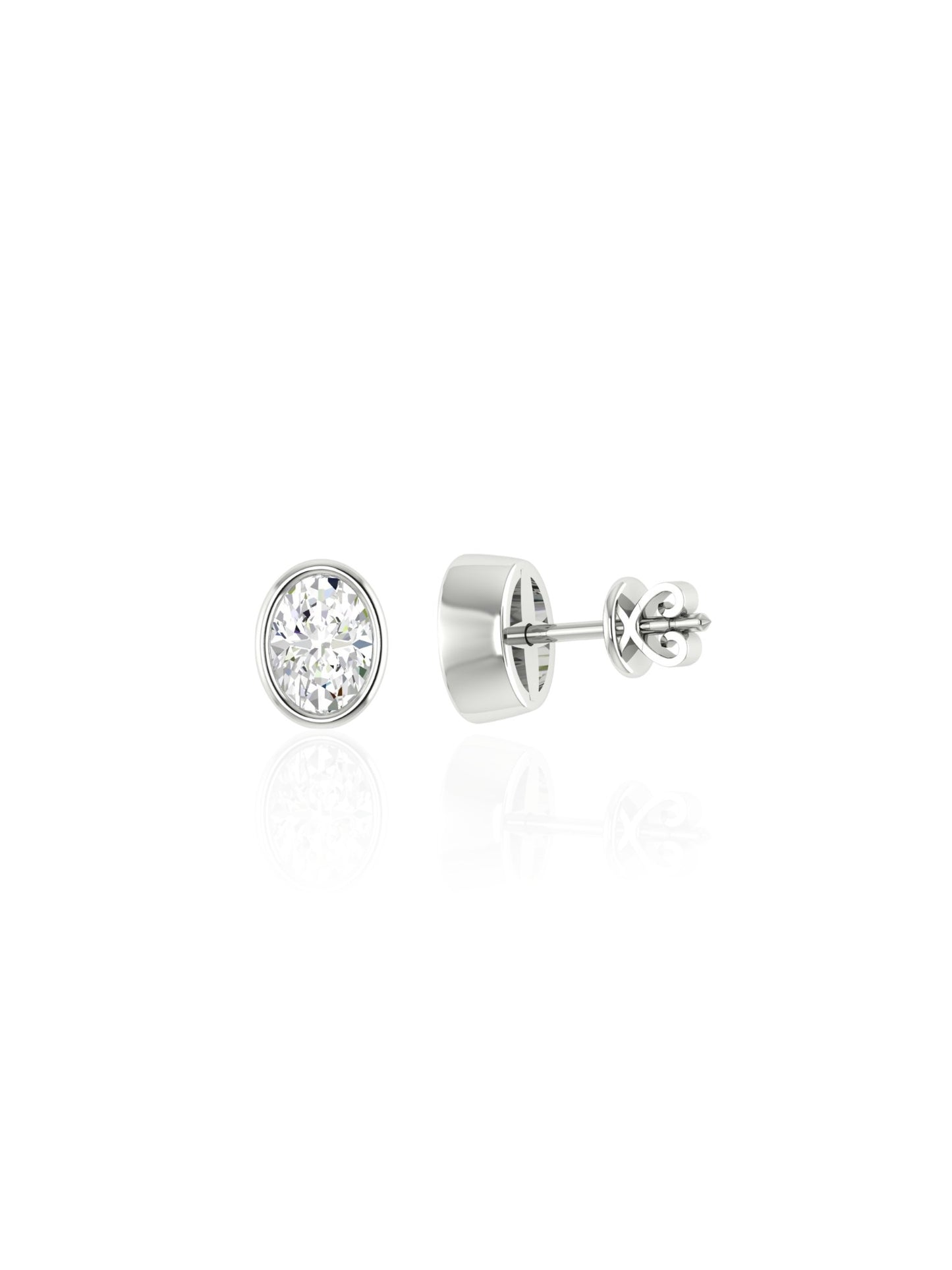 Oval Bezel Stud Earrings (TCW: 0.91)