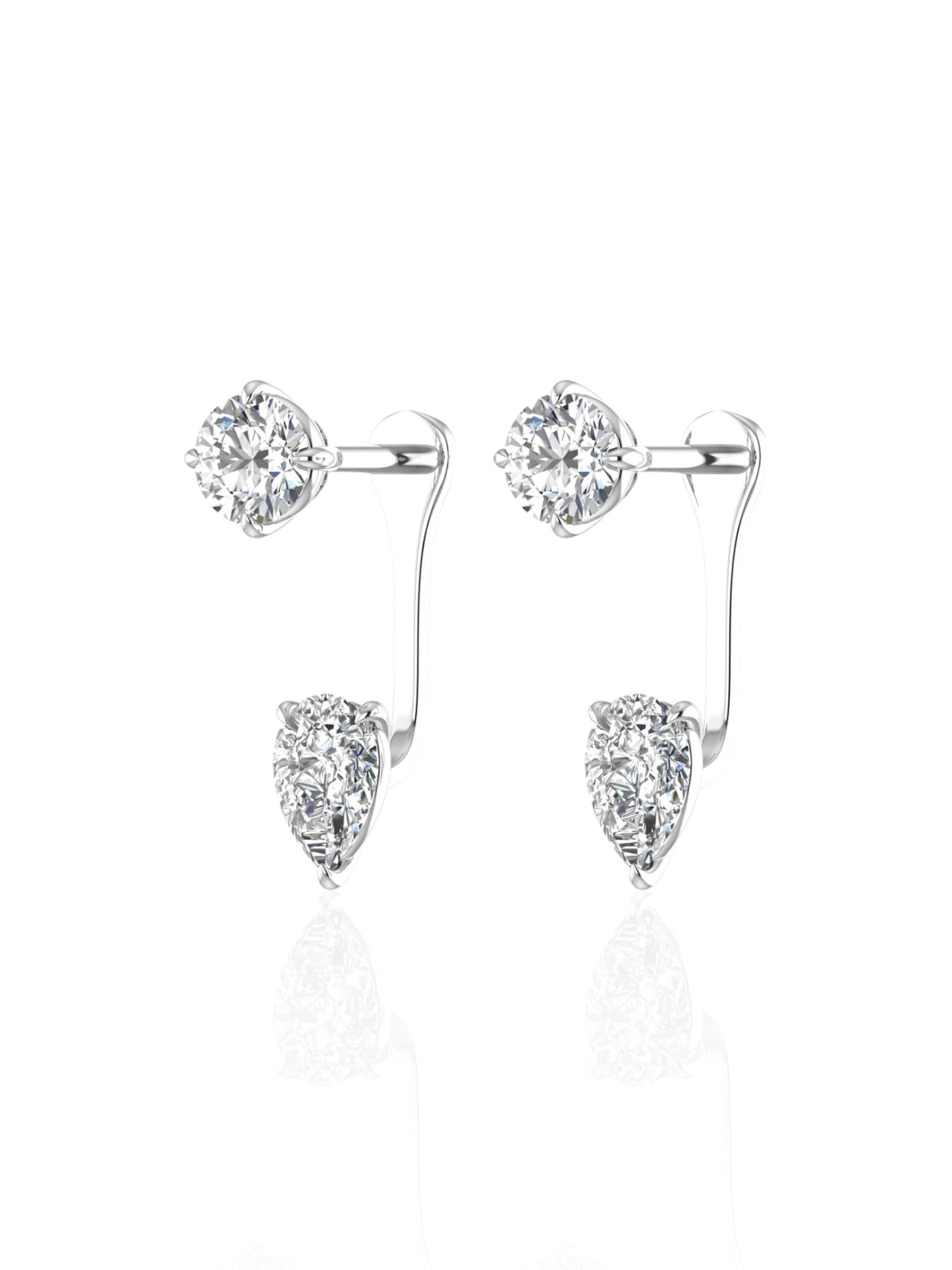 Round Brilliant & Pear Drop Earrings (TCW: 1.24)