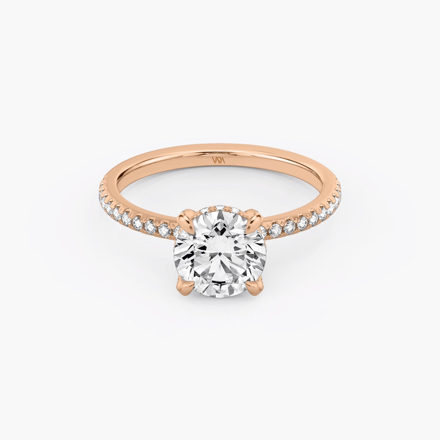 Under Halo Round Engagement Ring in 18k Gold (TCW: 2.2)