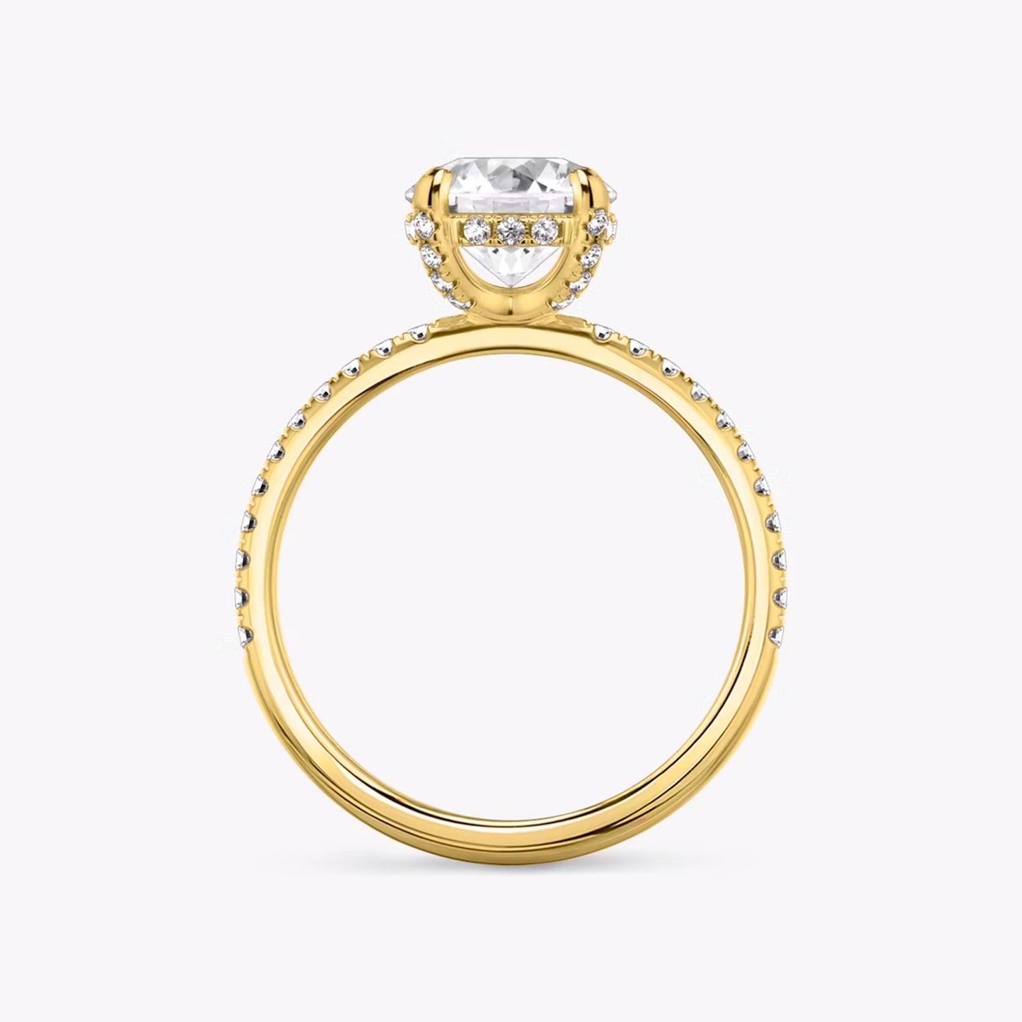 Under Halo Round Engagement Ring in 18k Gold (TCW: 2.2)