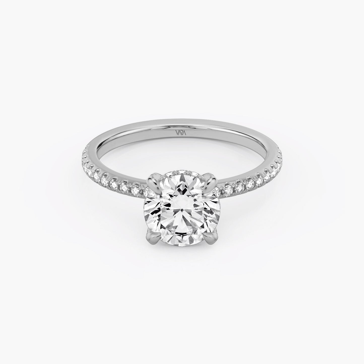 Under Halo Round Engagement Ring in 18k Gold (TCW: 2.2)
