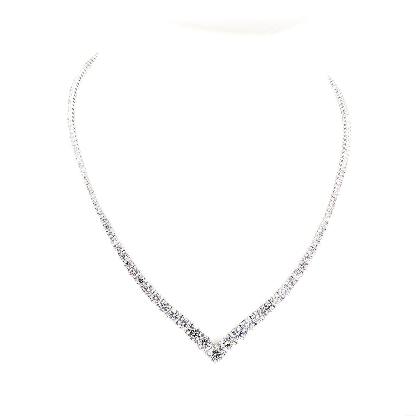 Diamond necklace on a white background
