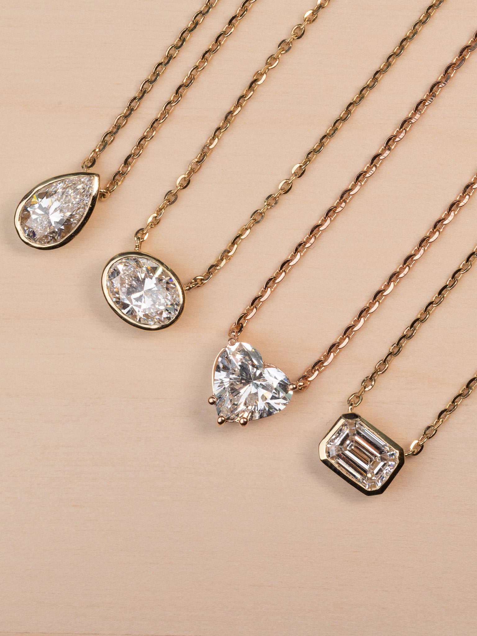 Pear Diamond Bezel Pendant Necklace