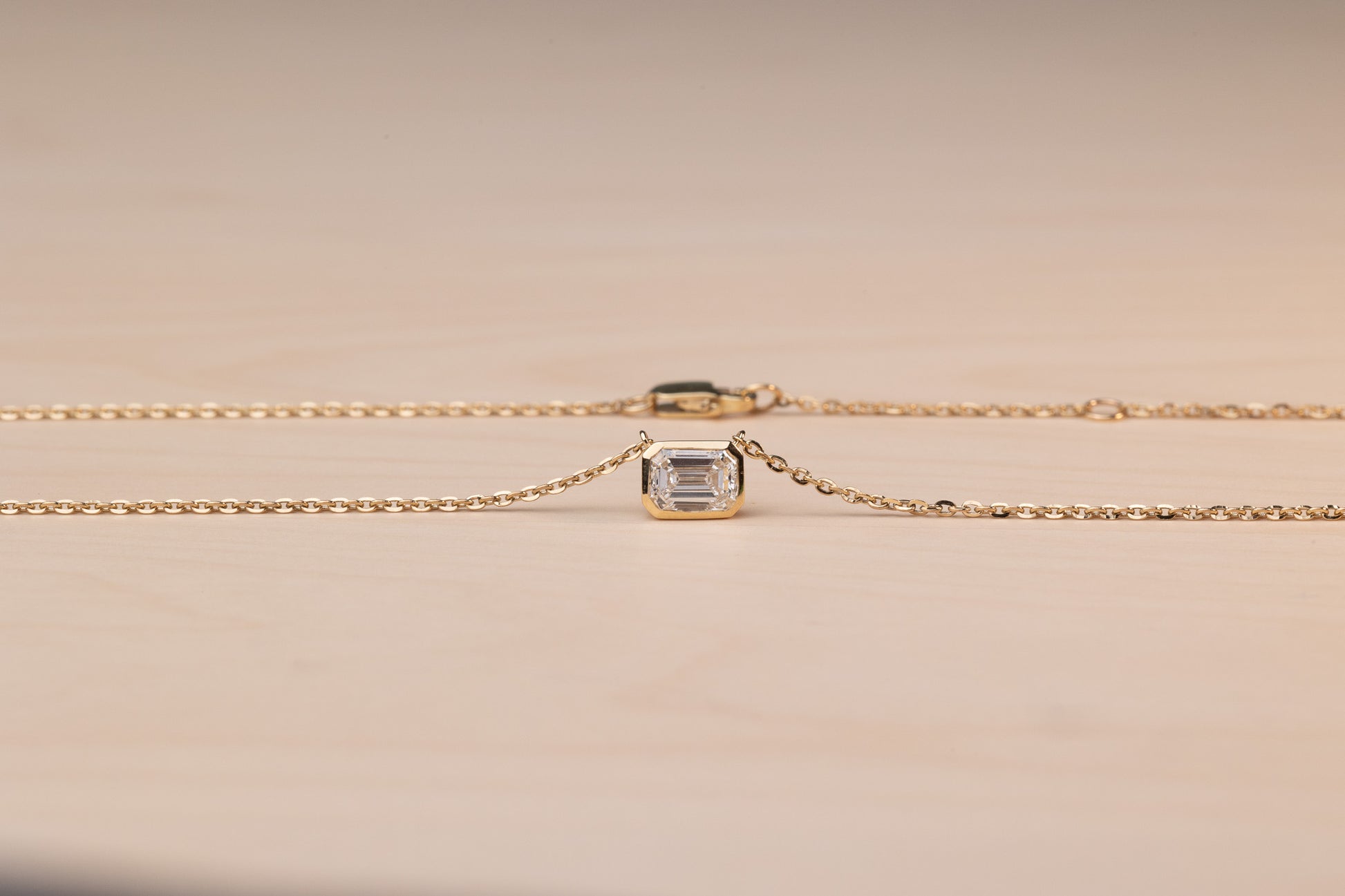 Emerald Diamond Bezel Pendant Necklace