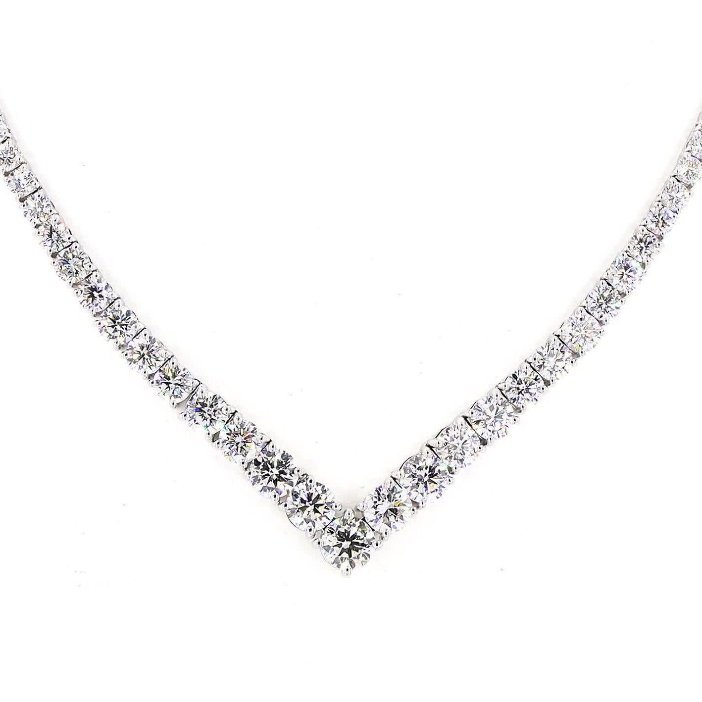 Diamond necklace on a white background