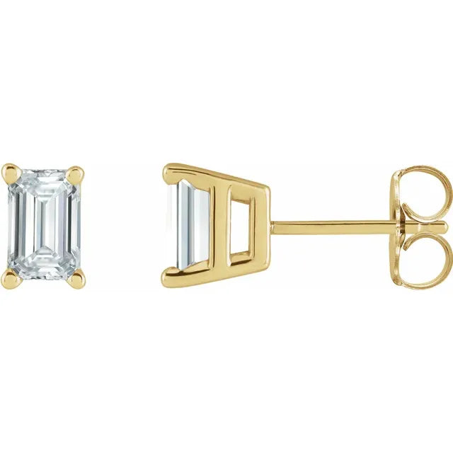 Emerald Solitaire Studs