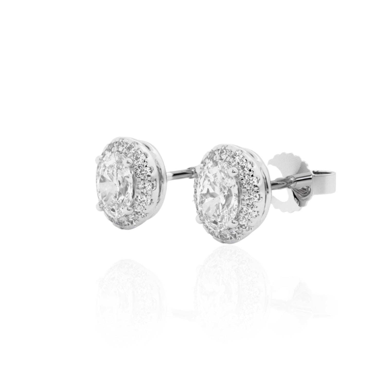 Oval Round Brilliant Halo Earrings