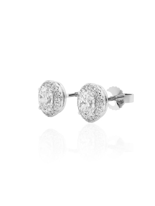 Oval Round Brilliant Halo Earrings