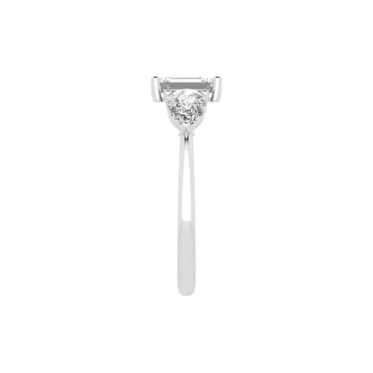 Three Stone Emerald & Pear Ring in 18k White Gold (TCW: 2.5)