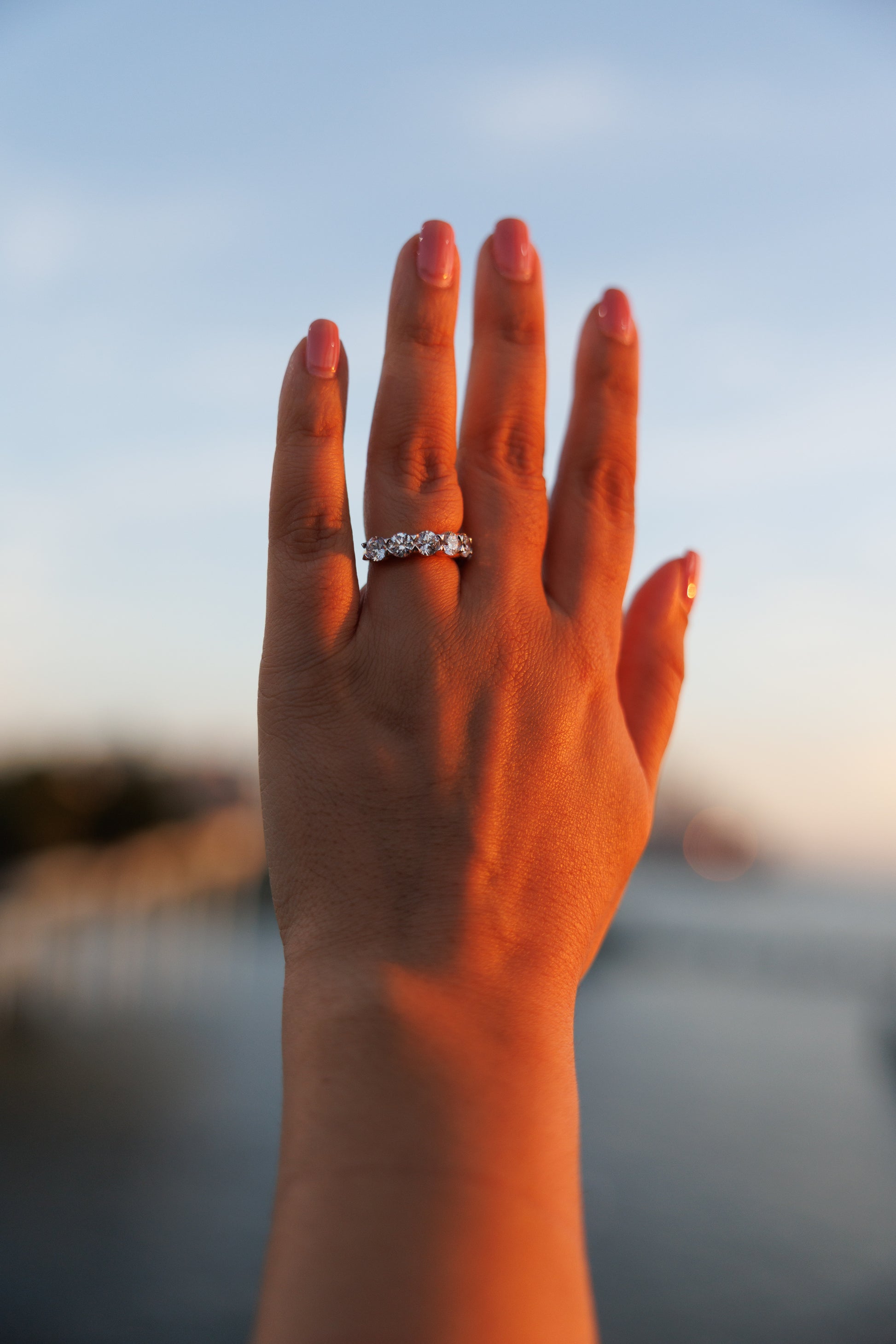 Five-Stone Round Half Eternity Band
