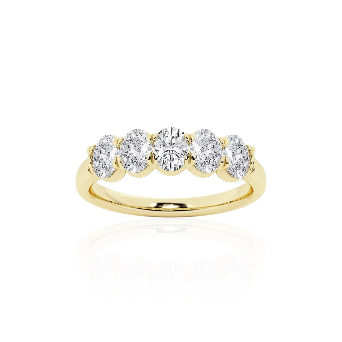 Five-Stone Oval Diamond Wedding Band (TCW: 1.96)