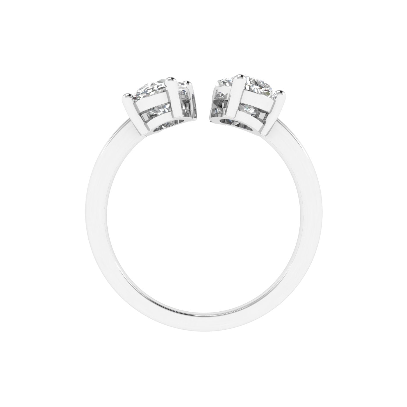 Double Stone Round & Pear Ring in 18k White Gold (TCW: 1.5)