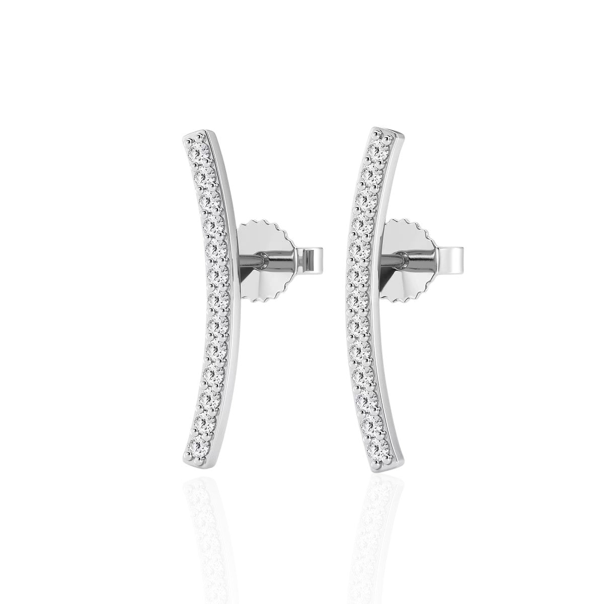 Arc Round Brilliant Diamond Earrings