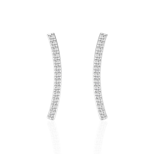 Arc Round Brilliant Diamond Earrings