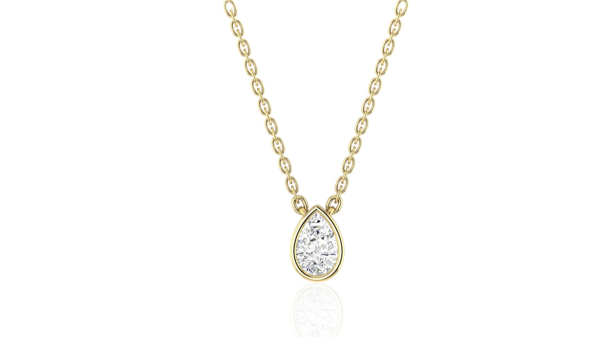 Pear Diamond Bezel Pendant Necklace
