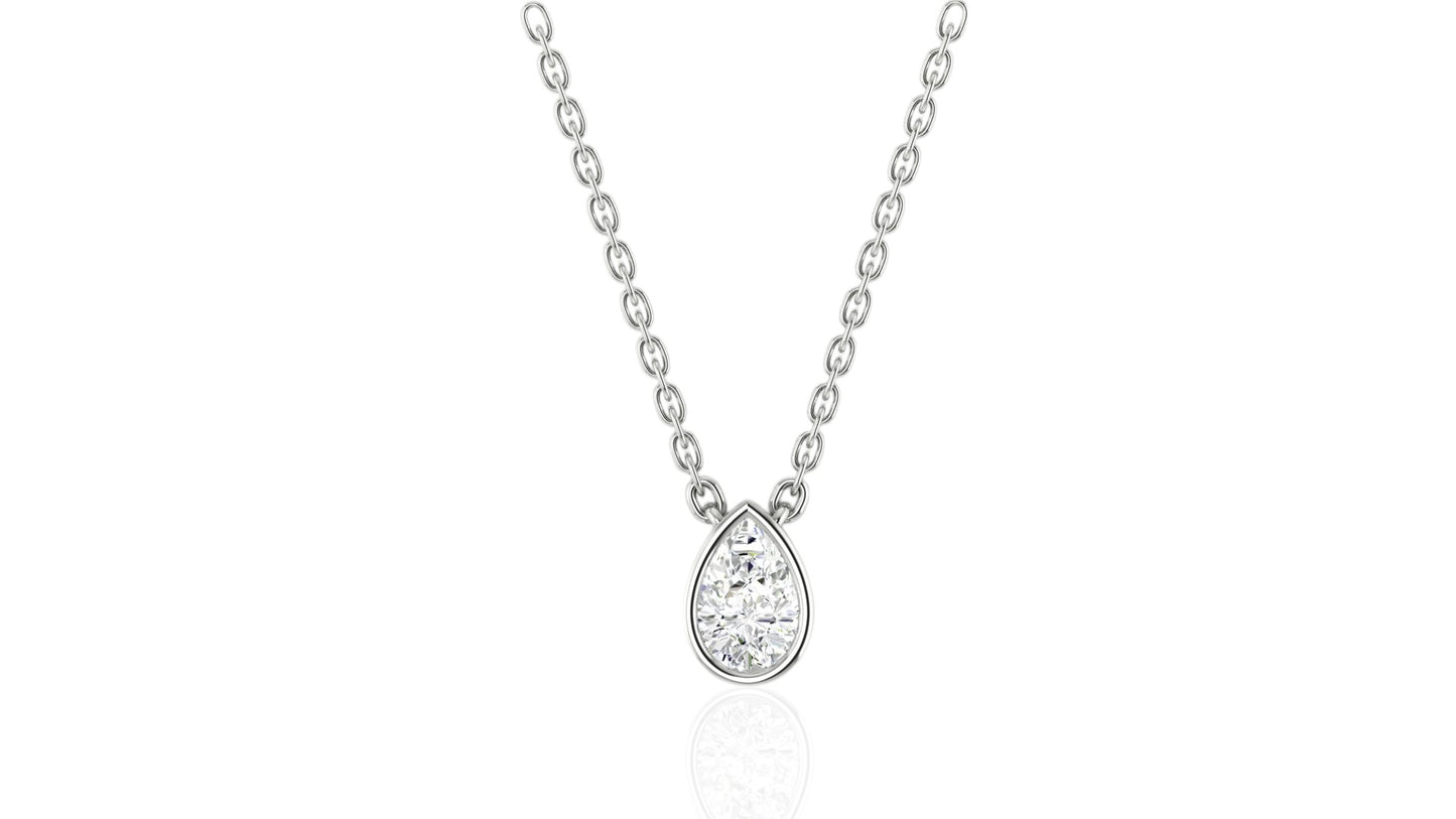 Pear Diamond Bezel Pendant Necklace