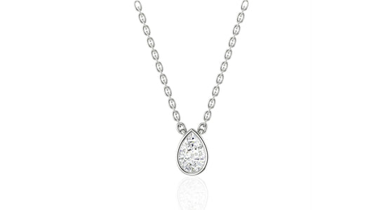 Pear Diamond Bezel Pendant Necklace