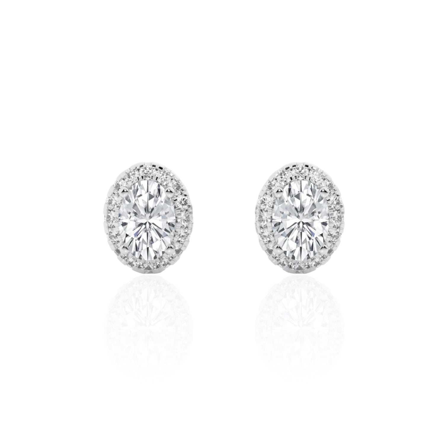 Oval Round Brilliant Halo Earrings