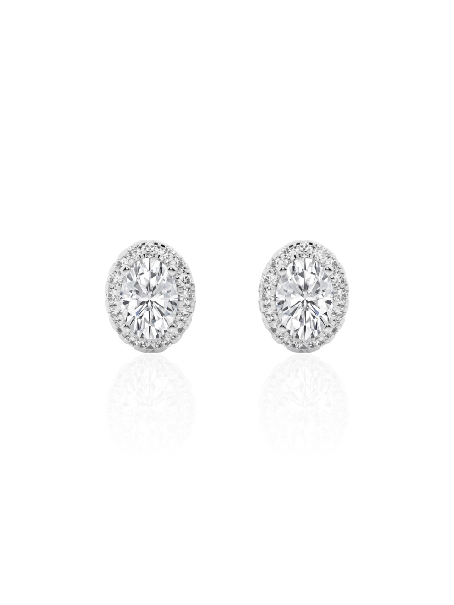 Oval Round Brilliant Halo Earrings