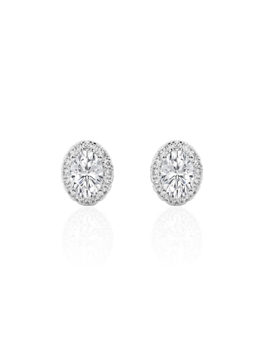 Oval Round Brilliant Halo Earrings