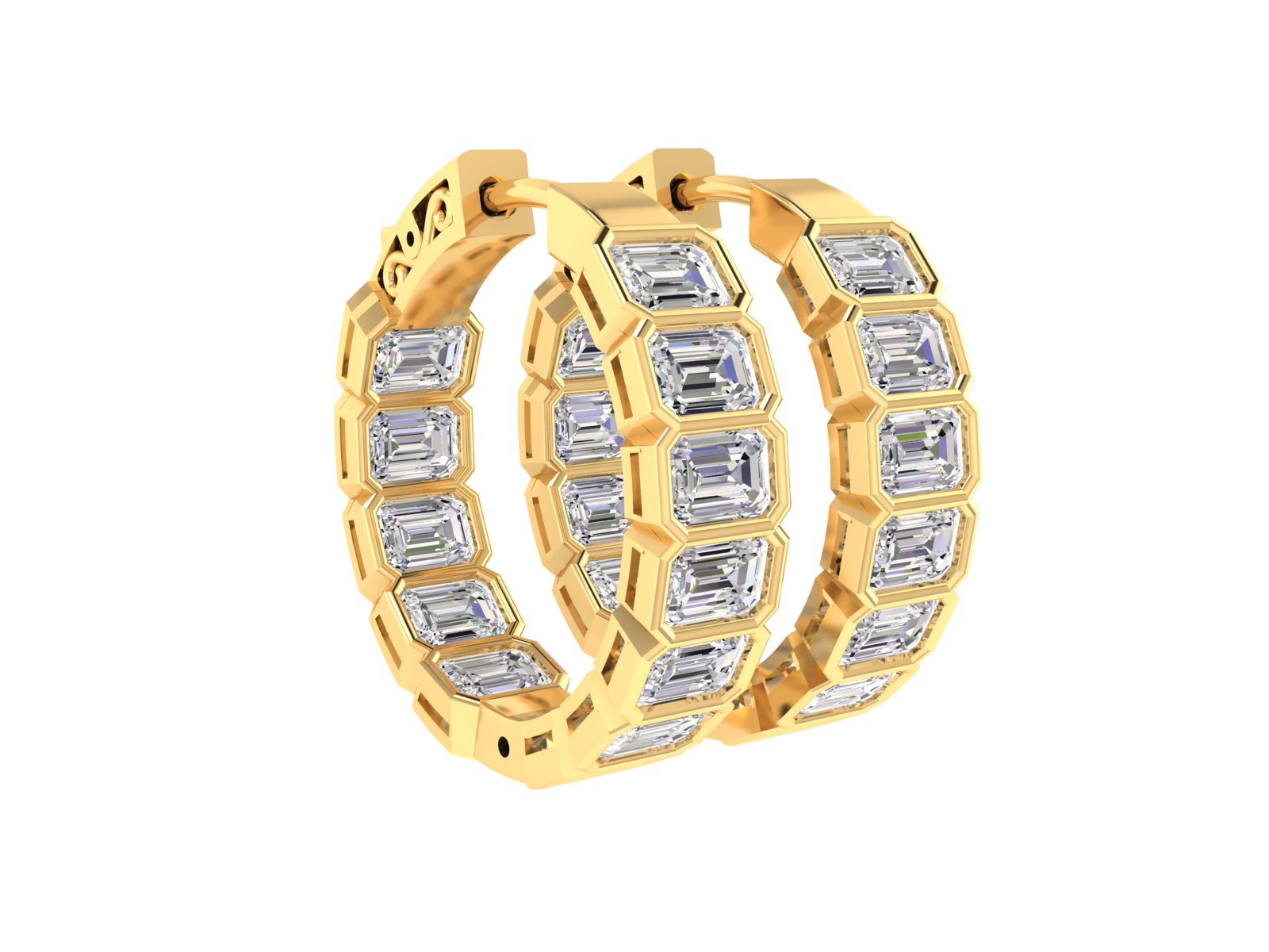 Emerald Bezel Hoops