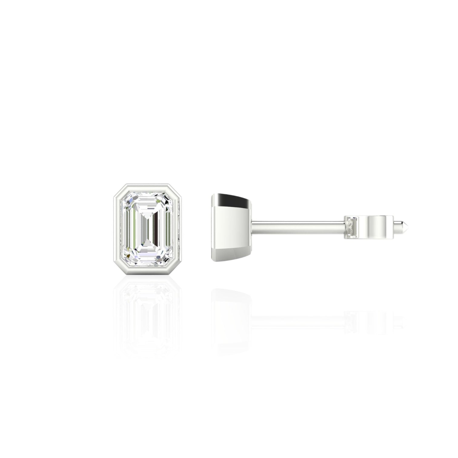 Emerald Bezel Stud Earrings (TCW: 1.10)