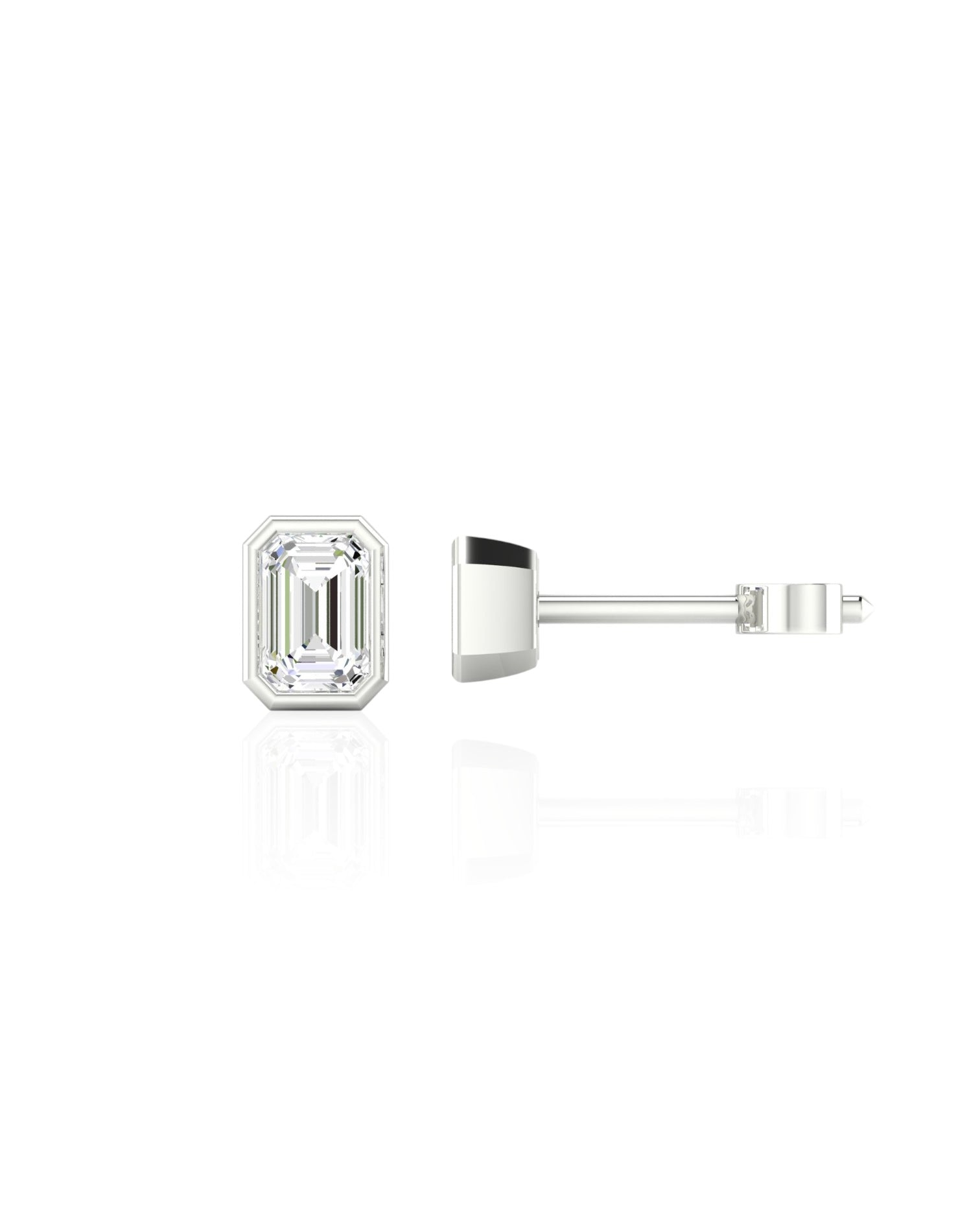 Emerald Bezel Stud Earrings (TCW: 1.10)