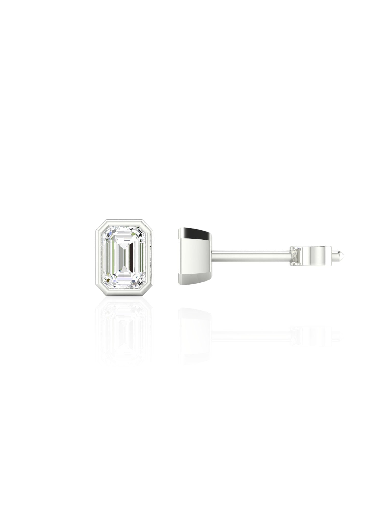 Emerald Bezel Stud Earrings (TCW: 1.10)