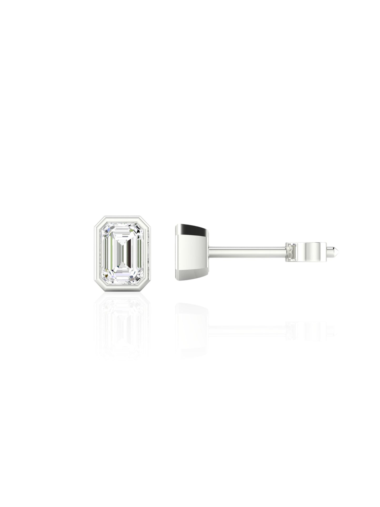 Emerald Bezel Stud Earrings (TCW: 1.10)