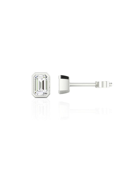 Emerald Bezel Stud Earrings (TCW: 1.10)