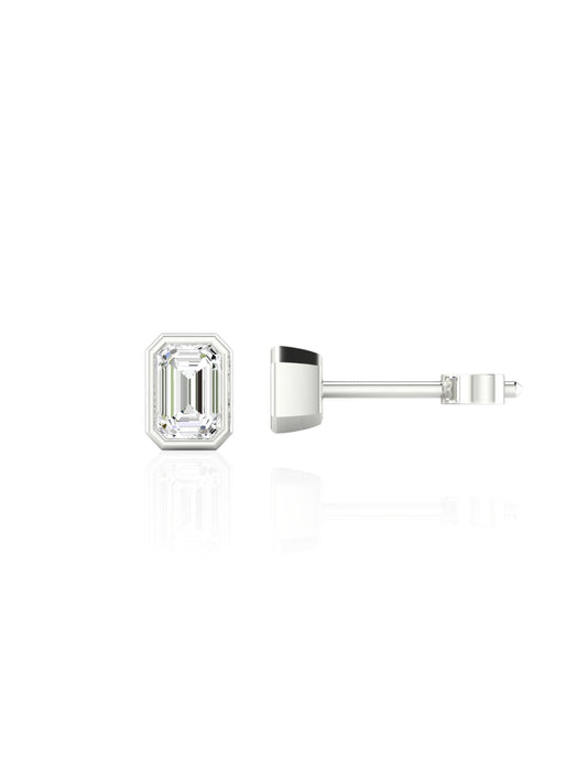Emerald Bezel Stud Earrings (TCW: 1.10)