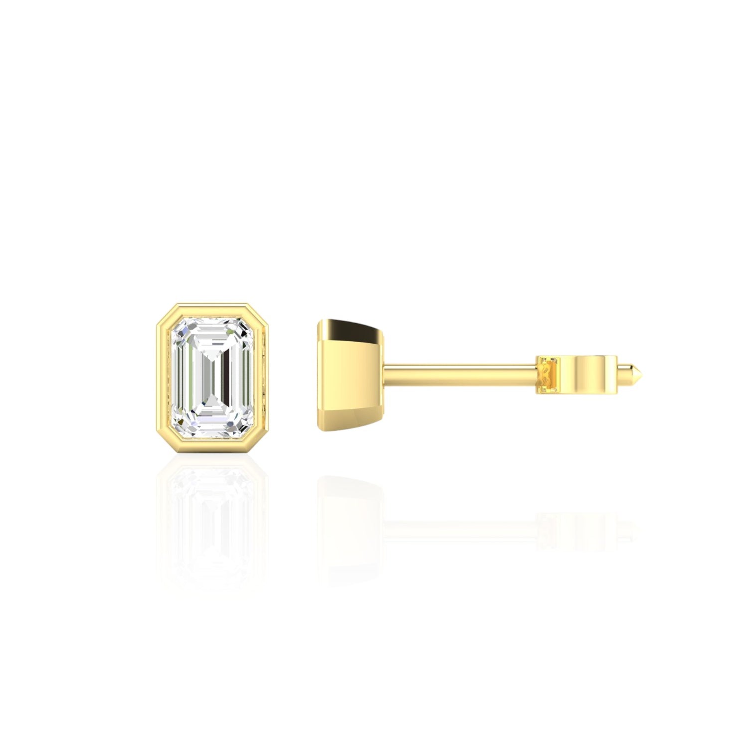 Emerald Bezel Stud Earrings (TCW: 1.10)