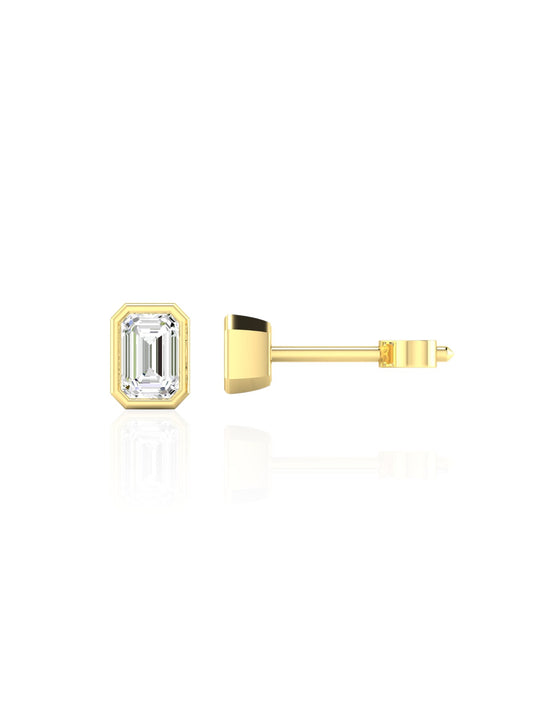 Emerald Bezel Stud Earrings (TCW: 1.10)