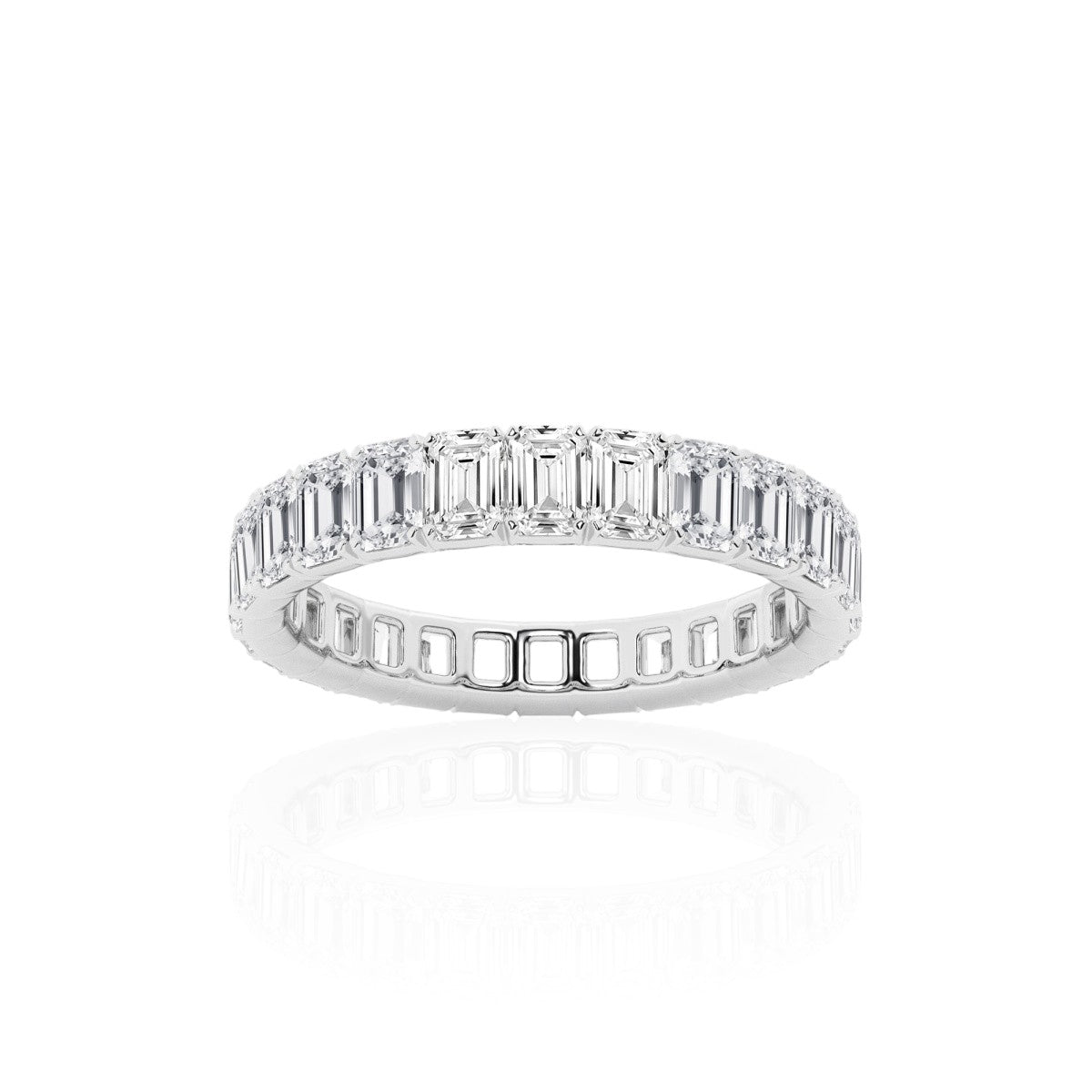 Emerald Eternity Band in 14k White Gold
