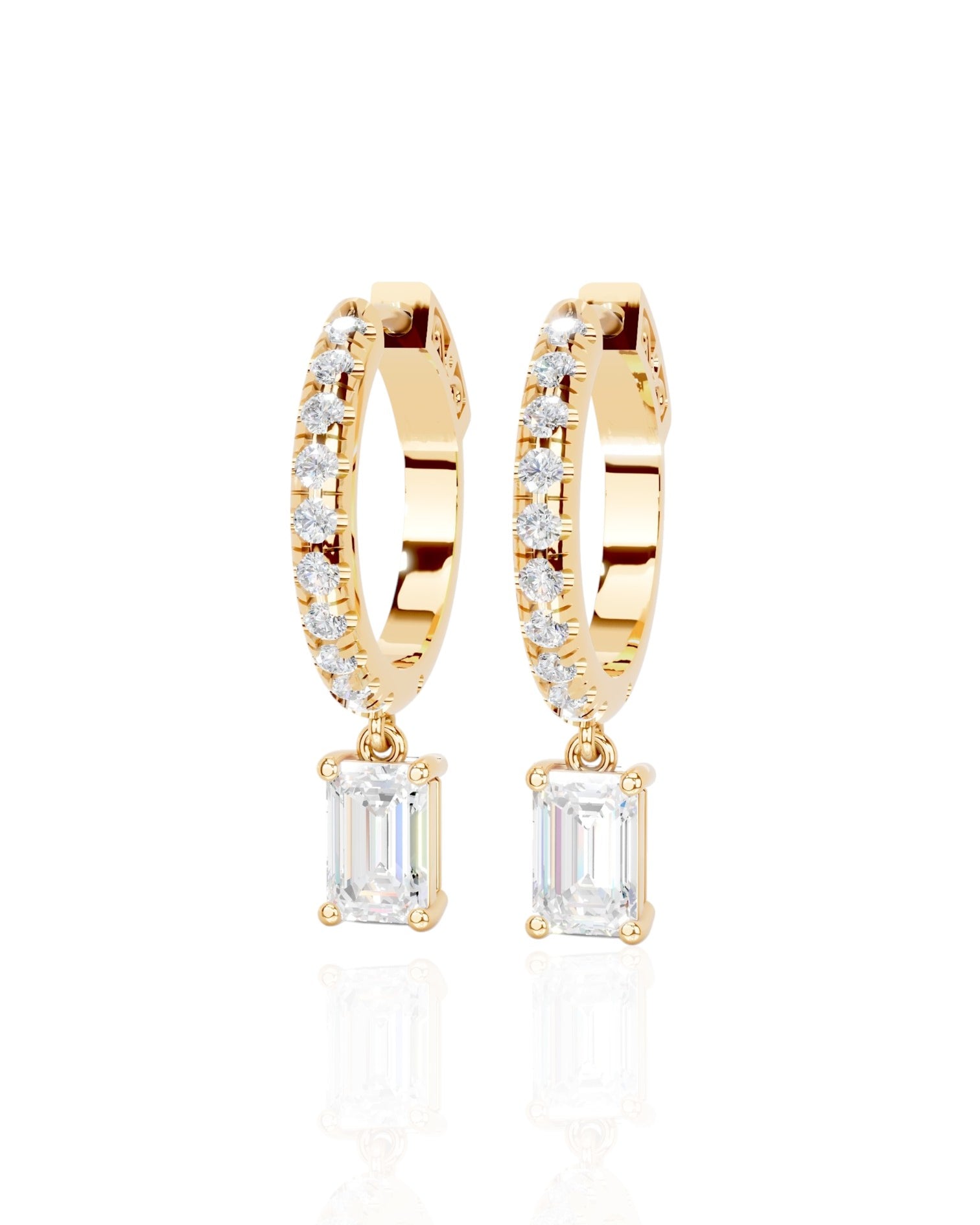 Tear Drop Emerald Hoop Earrings