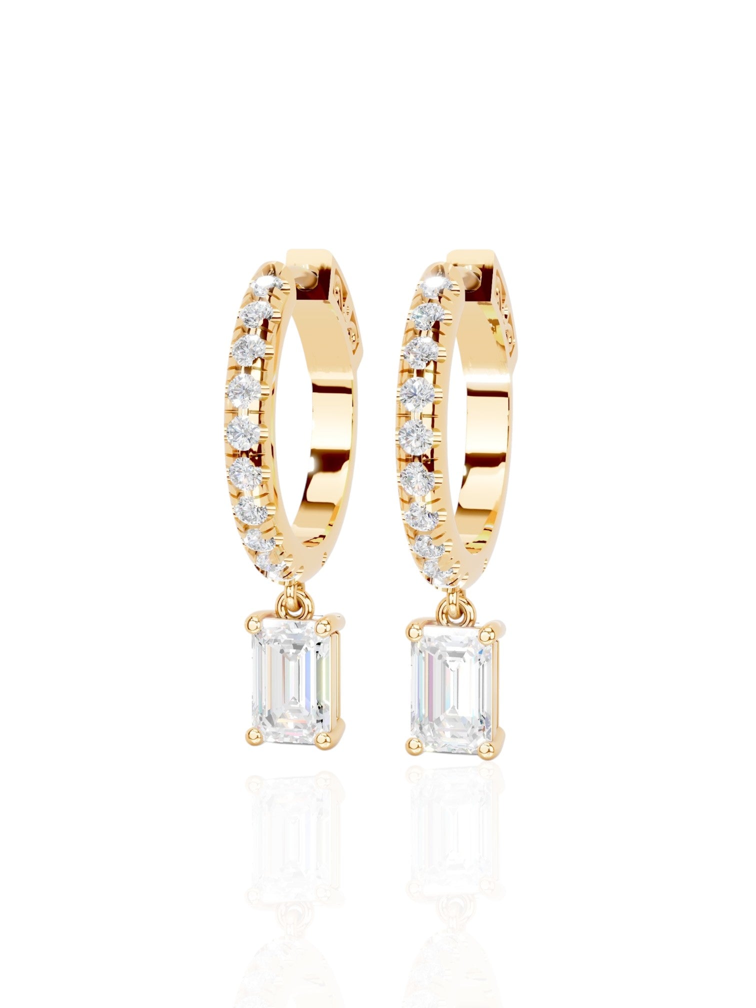 Tear Drop Emerald Hoop Earrings