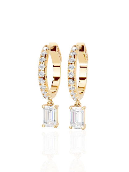 Tear Drop Emerald Hoop Earrings
