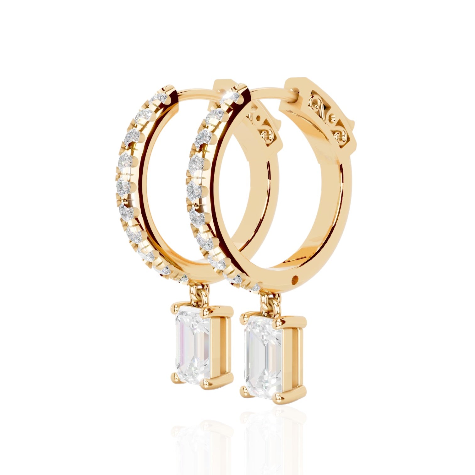 Tear Drop Emerald Hoop Earrings