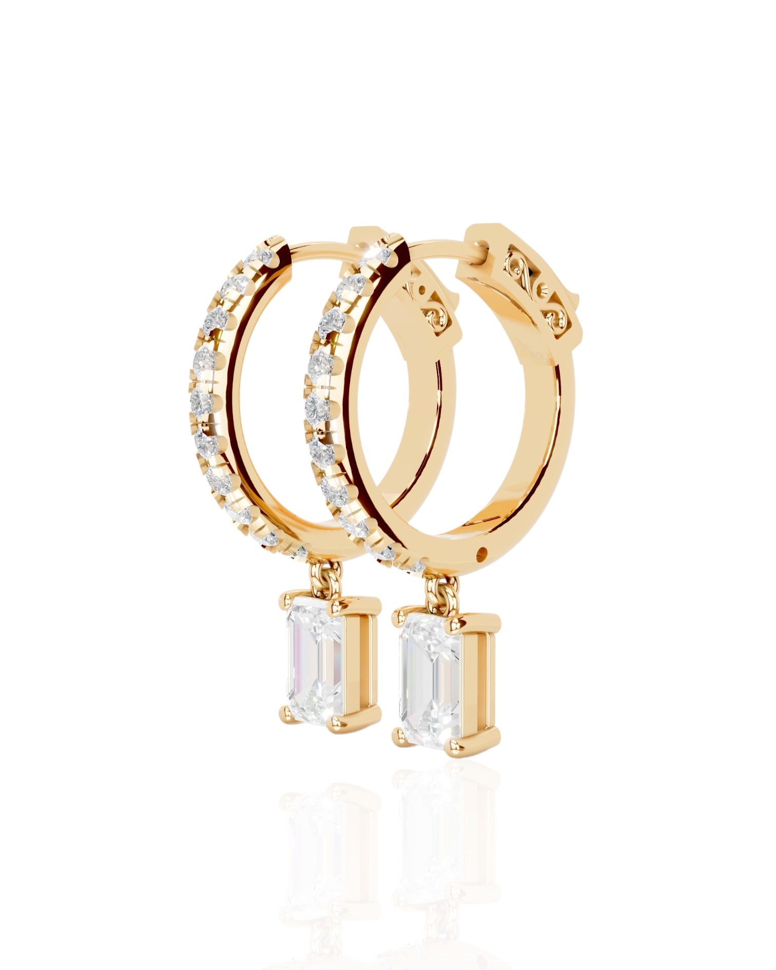 Tear Drop Emerald Hoop Earrings