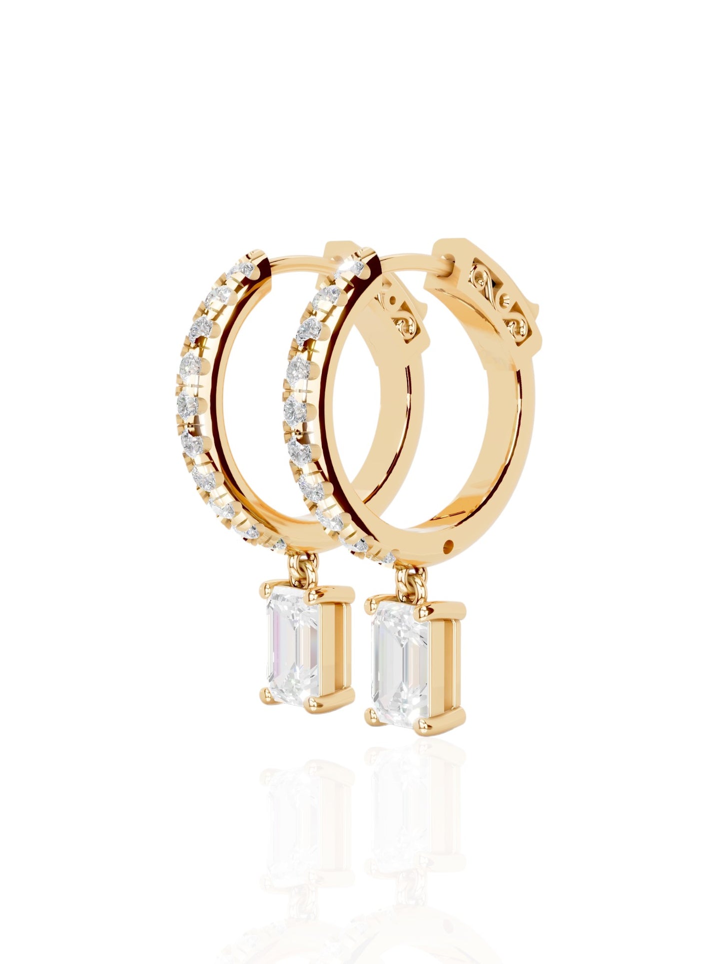 Tear Drop Emerald Hoop Earrings