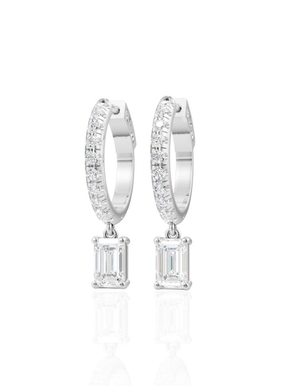 Tear Drop Emerald Hoop Earrings