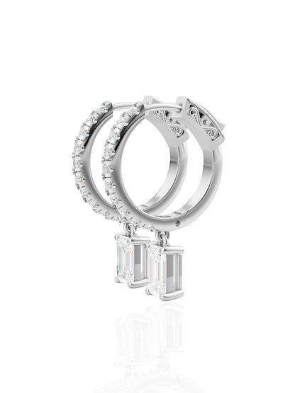 Tear Drop Emerald Hoop Earrings