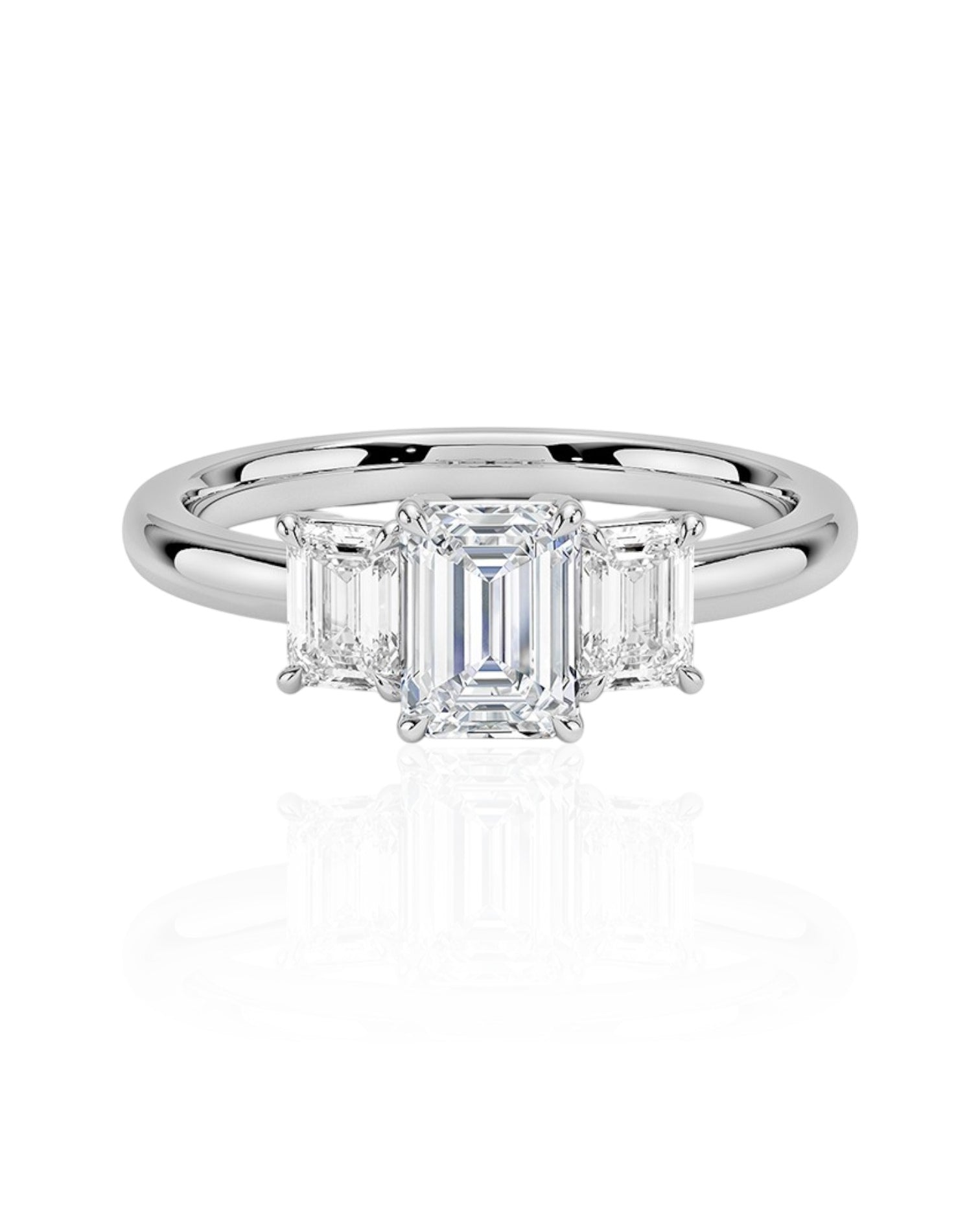 Three Stone Emerald Ring in 14k White Gold (TCW: 1.56)