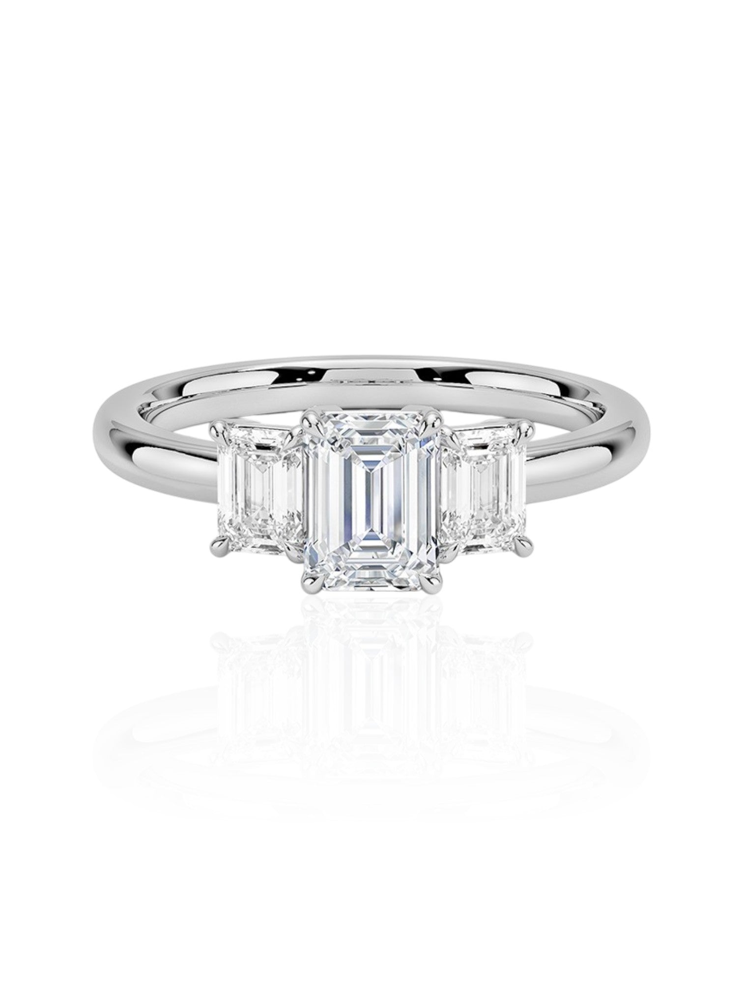 Three Stone Emerald Ring in 14k White Gold (TCW: 1.56)