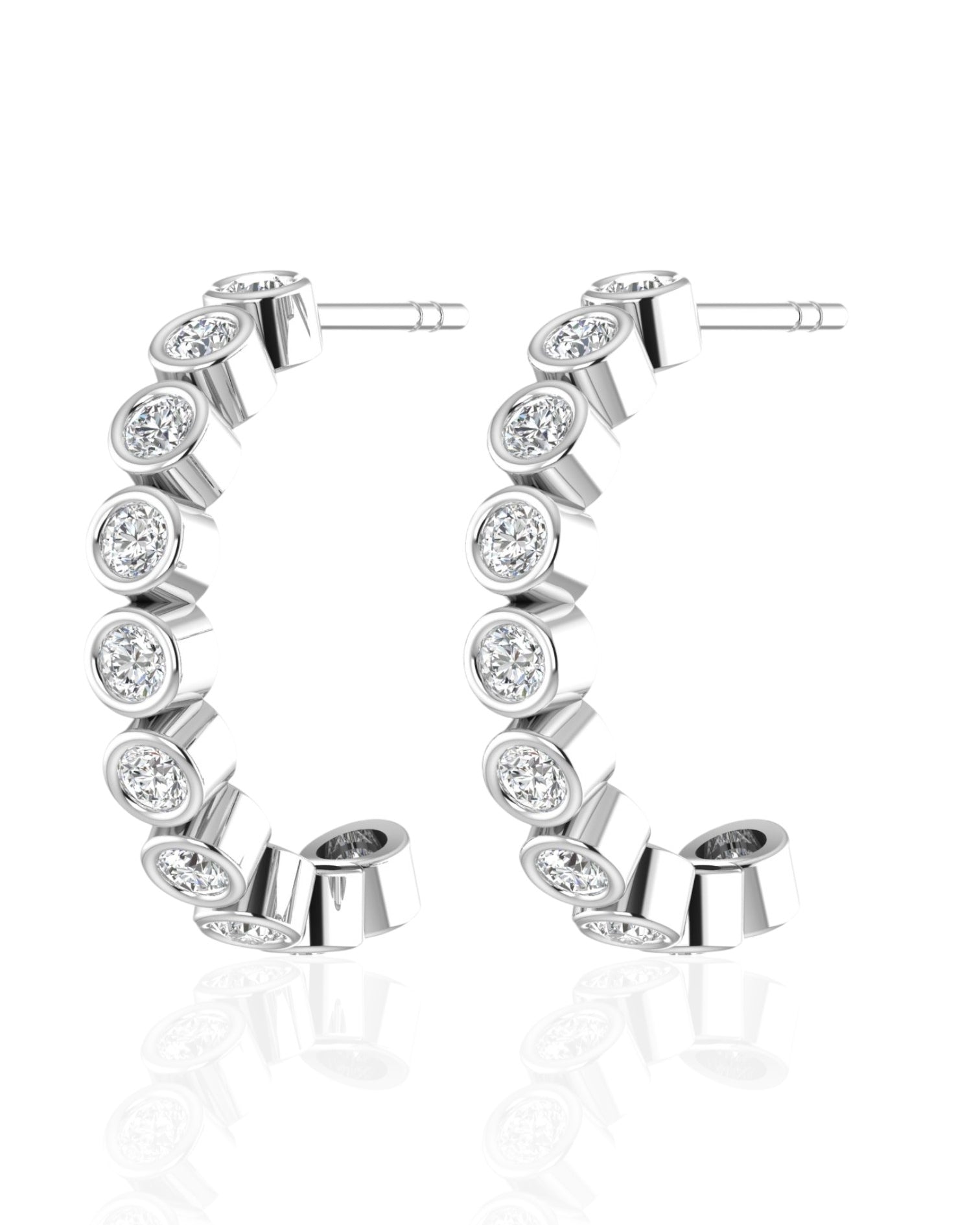 Hydra Arc Bezel Hoop Diamond Earrings
